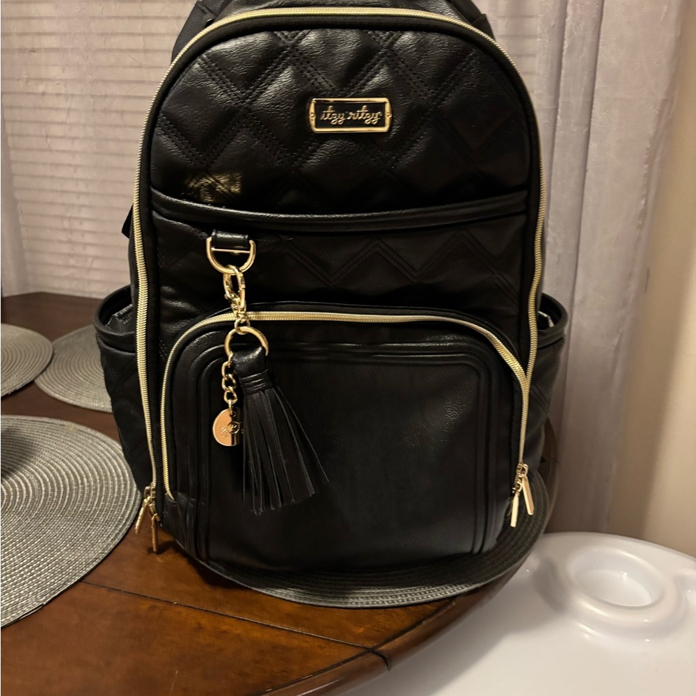 Itzy Ritzy Quilted Black Diaper Bag (Backpack)